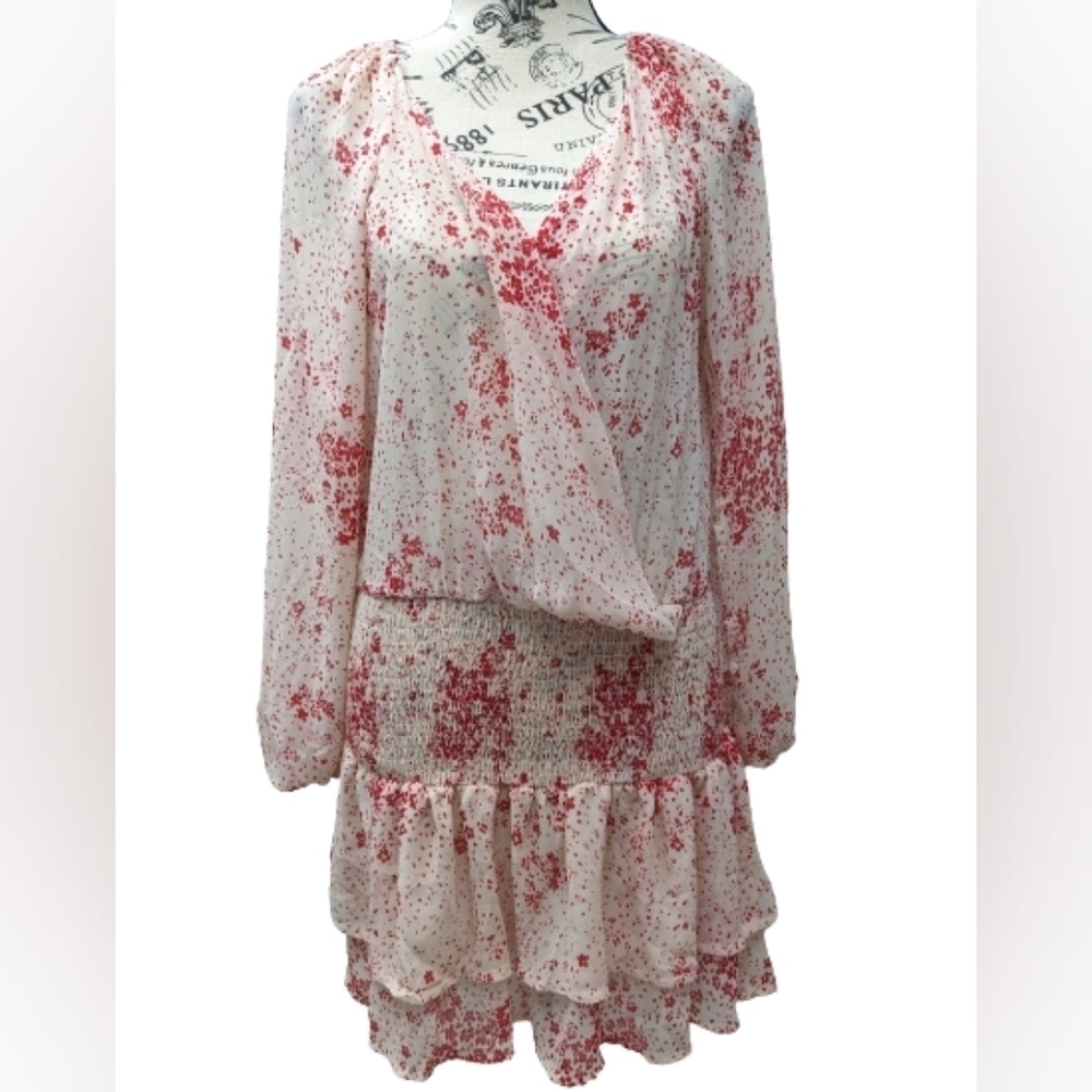 Princess Polly Altona white and red floral long sleeves mini dress size 2 - Picture 2 of 15